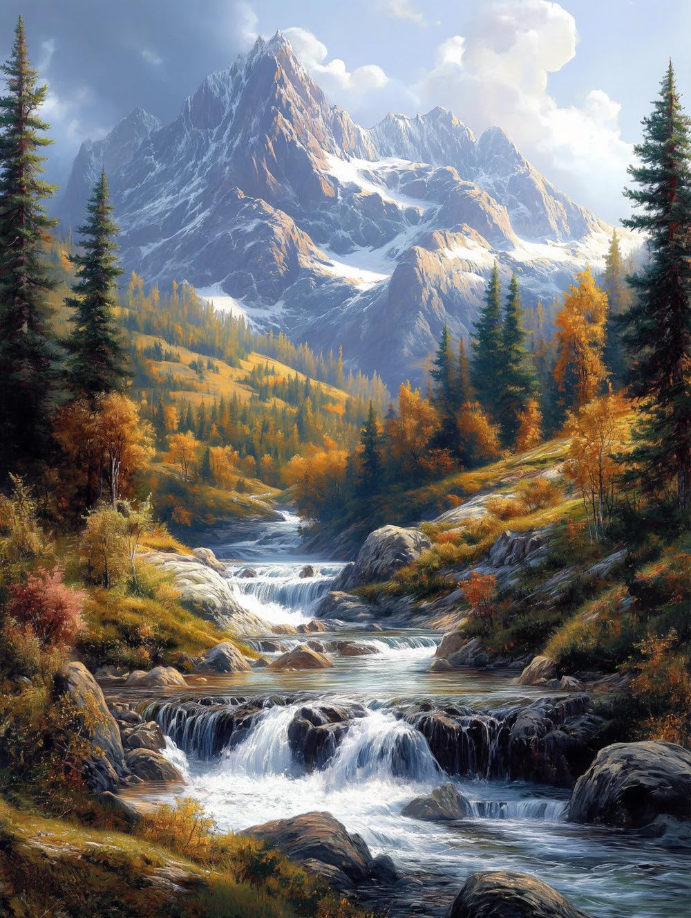 14ct Counted Cross Stitch Kits for Adults Mountains Rivers Printed Stamped Cross Stitch Patterns Kits Cross Stitch Supplies (Mountains Rivers)