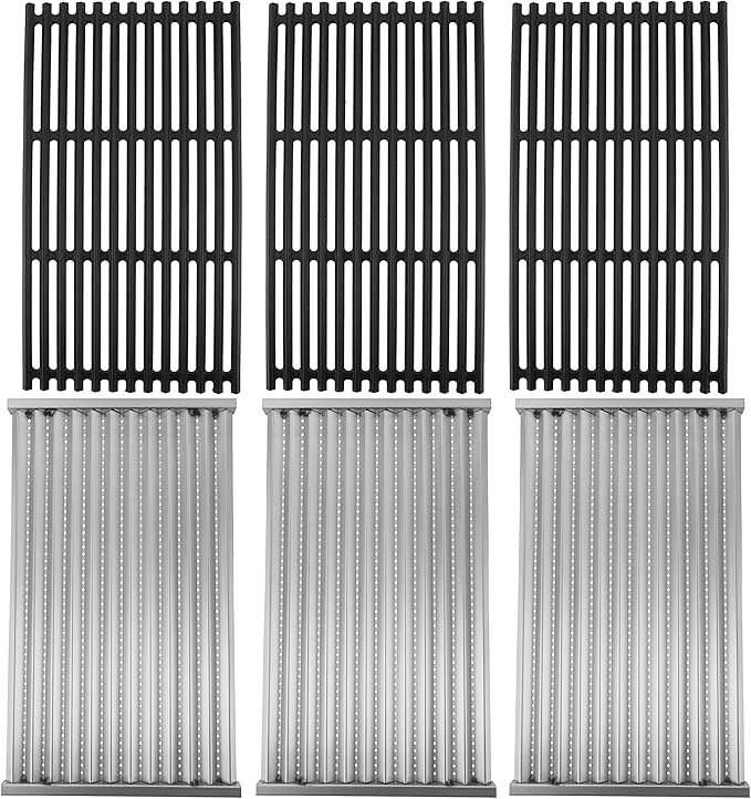 Cast Iron Grill Grates and Stainless Steel Emitter Plates for Charbroil Commercial Infrared 4 Burner 463242715, 463242716, 463276016, 466242715, 466242815, 463257520 Gas Grills
