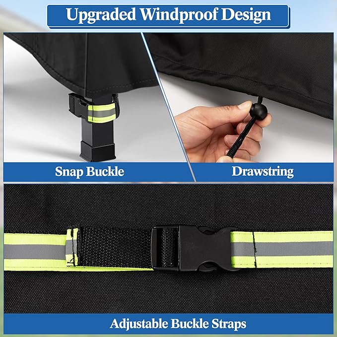 Grill Cover, 600D Heavy Duty Waterproof Small BBQ Grilling Cover with Reflective Straps and Handles, Compatible for Weber Charbroil Bistro Pro Electric Grill & Griddle, L33*W23.2*H37