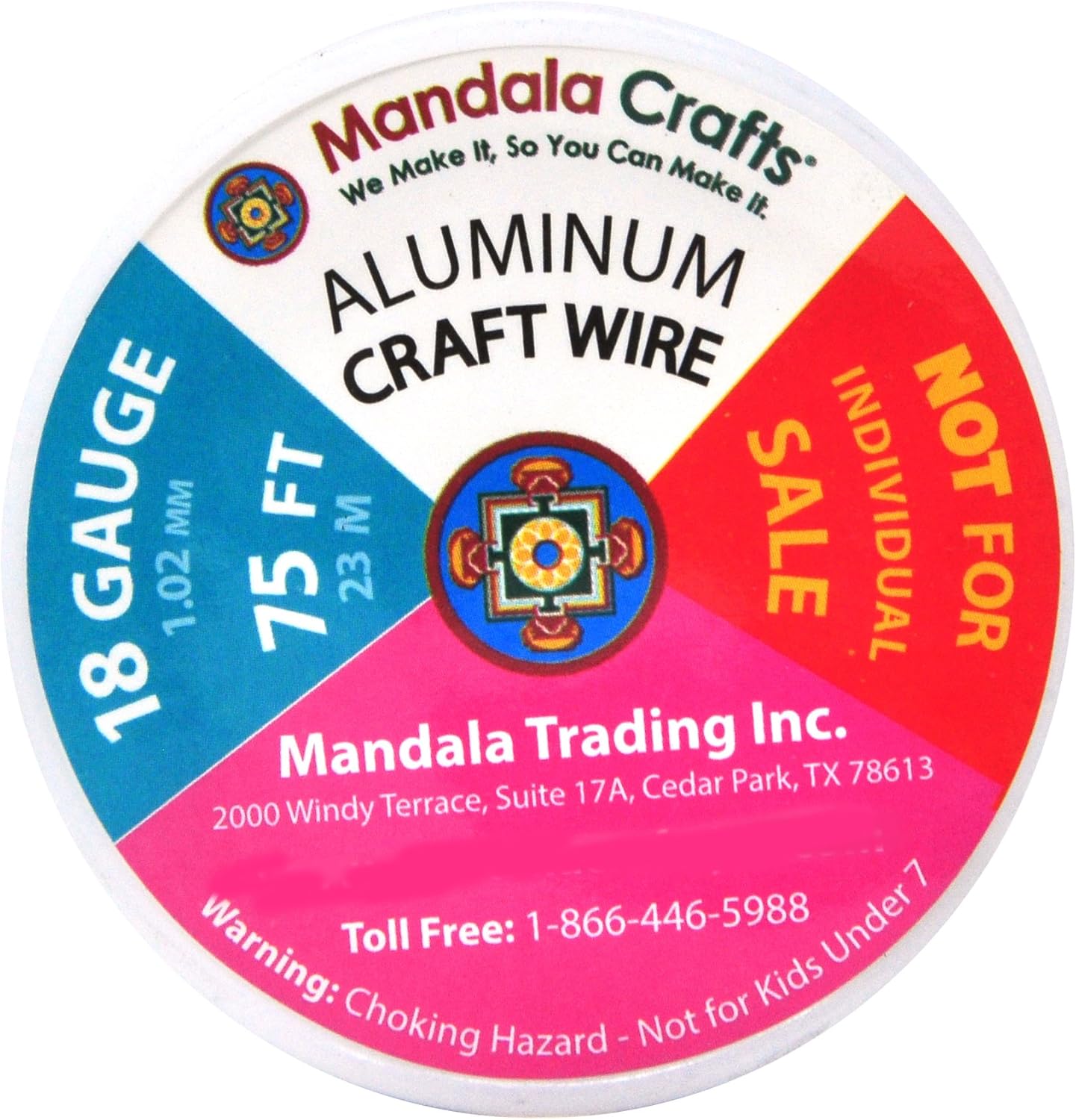 Mandala Crafts 18 Gauge Anodized Aluminum Craft Wire for Jewelry Making - 450 FT Colored Flexible Silver Copper Tone Wire - Bendable for Bonsai Armature Crafting Sculpting