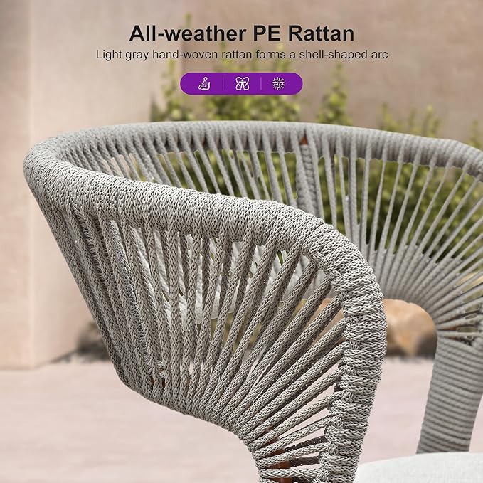 PURPLE LEAF Patio Dining Set for 6 Furniture Set Aluminum Rattan Wicker Patio Table and Chairs Set for Lawn Backyard Deep Teak