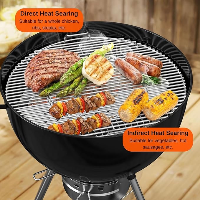 onlyfire Charcoal Basket, Grill Basket with Water Reservoir, Stainless Steel Coal Briquet Holder for Weber 22/26 Inch Kettle Grills and Other Similar Charcoal Grills