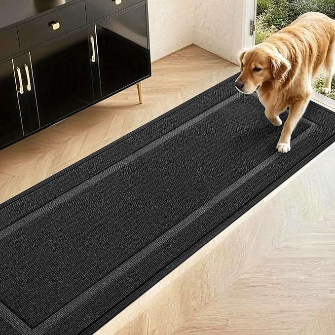 Extra Large Front Door Mat Outside Entrance Indoor Doormat, 71" x 24" Outdoor Mats for Patio Waterproof, Outdoor Door Mats for Outside Entry, Indoor Rugs for Entryway, Sturdy Natural Rubber, Black