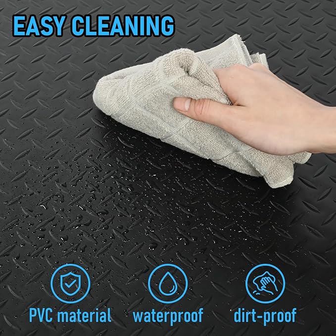 3 x 6 FT Anti Fatigue Mats Industrial 15/16 Inch Thick Soft Sponge Ergonomic Mat Durable Heavy Duty Diamond Plate for Standing Non Slip Industrial Grade Floor Mat for Leg & Back Pain (Black)