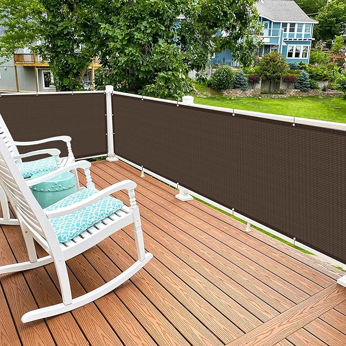 LOVE STORY 3.3'x19.7' Brown Balcony Screen Privacy Fence Cover (HDPE) UV Protection Weather-Resistant 3 FT Height Shield for Deck, Patio, Backyard, Outdoor Pool, Porch, Railing
