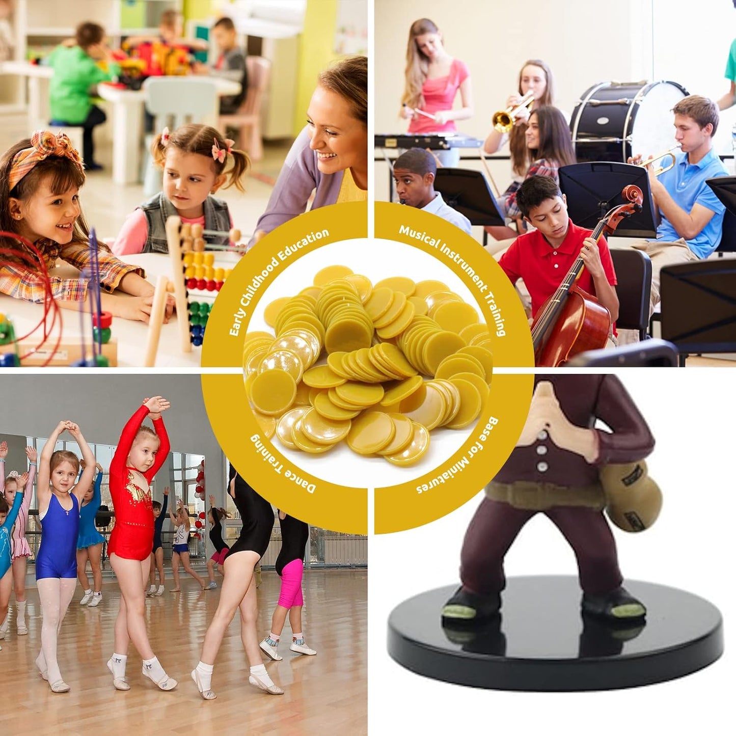 Set of 100 Opaque Plastic Learning Counters Mini Poker Chips Game Tokens with Storage Box (Goldenrod, 1.58 Inch)