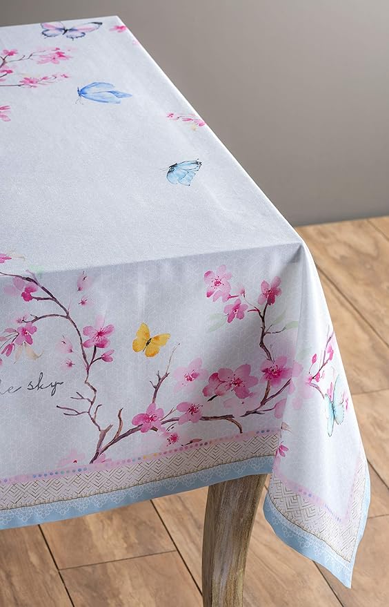 Maison d' Hermine Table Cloth Rectangle Table 100% Cotton 60 x 108 Inches Tablecloth Reusable Decorative for Dining Room, Farmhouse, Home, Party, Festive & Wedding Spring Summer - Blossoms in Spring