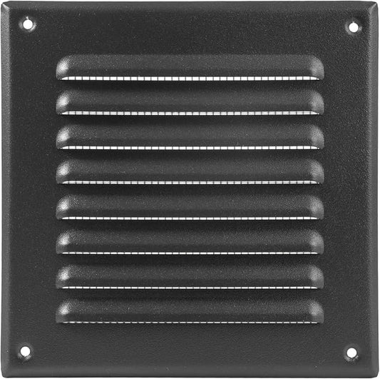 Square Ventilation Grille / 5" x 5" Inch Inside Measurement/Black Metal Air Vent Louver - Inside/Outside use / 6.5" x 6.5" Inch Outer Measurement