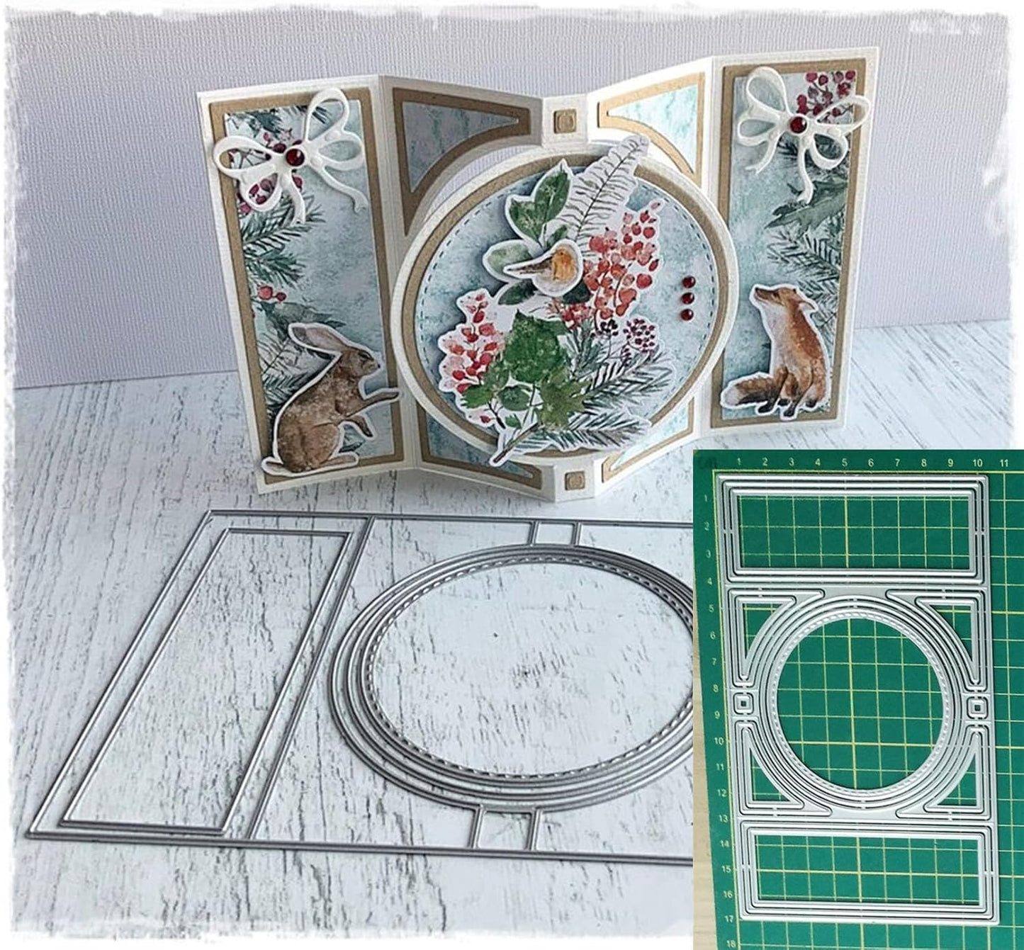 Cutting Dies Metal Stencils Scrapbooking Tools DIY Embossing Template for Paper Card Making Album Arts Crafts Supplies (Round Card-10.4x16.9cm)