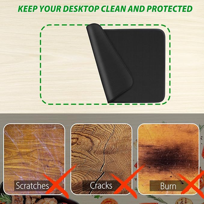 Under Grill Mat for Outdoor Grill, 15 x 18 Inchs Heat Resistant Grill Mat for Countertop, Fire Pit Mat, Double-Sided Fireproof Grill Pad, Oil-Proof Waterproof BBQ Protector for Table (1.2mm)