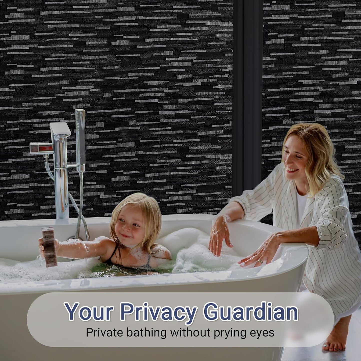 Haton Blackout Window Film, Black Out Window Cover, Sun Light Blocking Frosted Privacy for Glass Door, Heat Control Room Darkening Tint for Home Day Sleep, Non-Adhesive, Black 17.5" x 78.7"