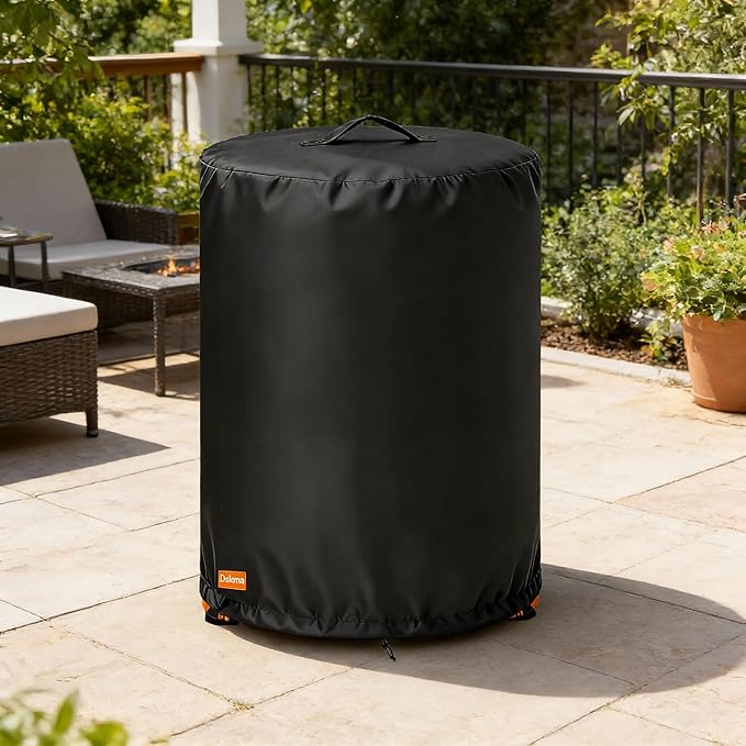 Fire Pit Cover for Bali Outdoors 30 x 25 Inch Propane Fire Pit,Outdoor Heavy Duty 600D 100% Waterproof Fire Pit Cover Round,Weatherproof Firepit Covers Round 30" Dia x 25" H,Black