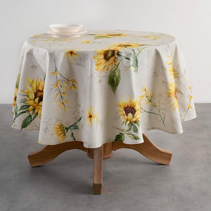 Maison d' Hermine Table Cloth Round Table 100% Cotton 63 Inches Tablecloth Reusable Decorative Everyday Use for Dining Room, Farmhouse, Home, Party, Festive & Wedding Spring Summer - Candice