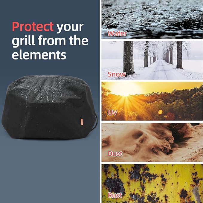 Waterproof Cover for Ninja Woodfire Outdoor Grill, Accessories for Ninja Wood Fire Smoker Grill OG700 Series, with Power Cord Storage Pocket, Windproof with Elastic Band Closure (Cover Only)