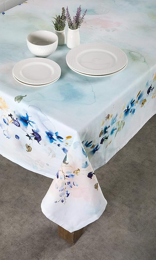 Maison d' Hermine Table Cloth Rectangle Table 100% Cotton 70 x 90 Inches Tablecloth Reusable Decorative for Dining Room, Farmhouse, Home, Party, Festive & Wedding Spring Summer - Lazy Summer Days