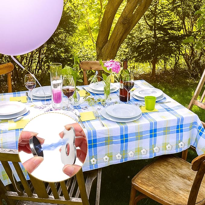 12 PCS Flower Shaped Outdoor Tablecloth Weights, Stainless Steel Table Weights for Tablecloths Windproof Magnetic Clips for Picnic Wedding Party Decor