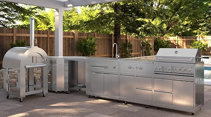 KoolMore Outdoor Kitchen 30 in. BBQ Liquid Propane Grill with Cabinet in Stainless-Steel (KM-OKS-BQ30-BQ30CAB)