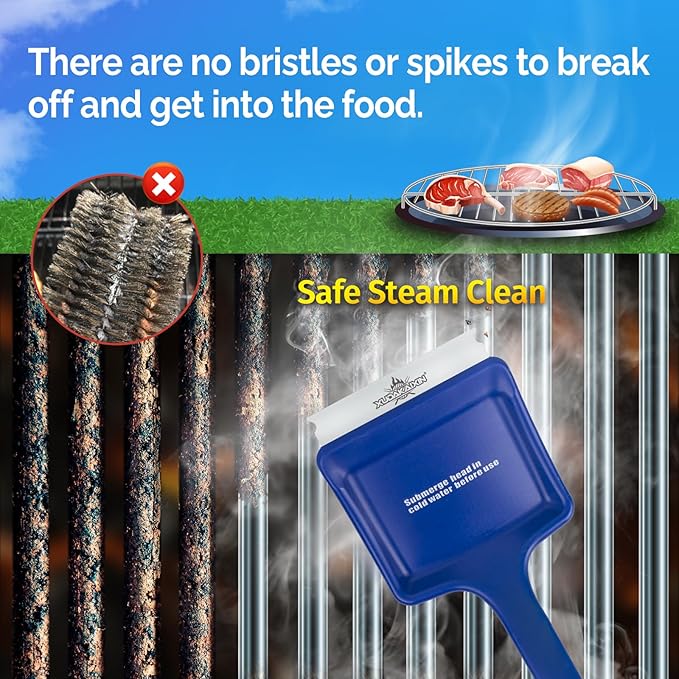 19" Large Bristle-Free Steam Grill Brush,Replaceable BBQ Cleaning Head,Safe Grill Accessories for Cast Iron/Porcelain/Weber Gas/Charcoal Grill,Grill Cleaner for Outdoor Grill