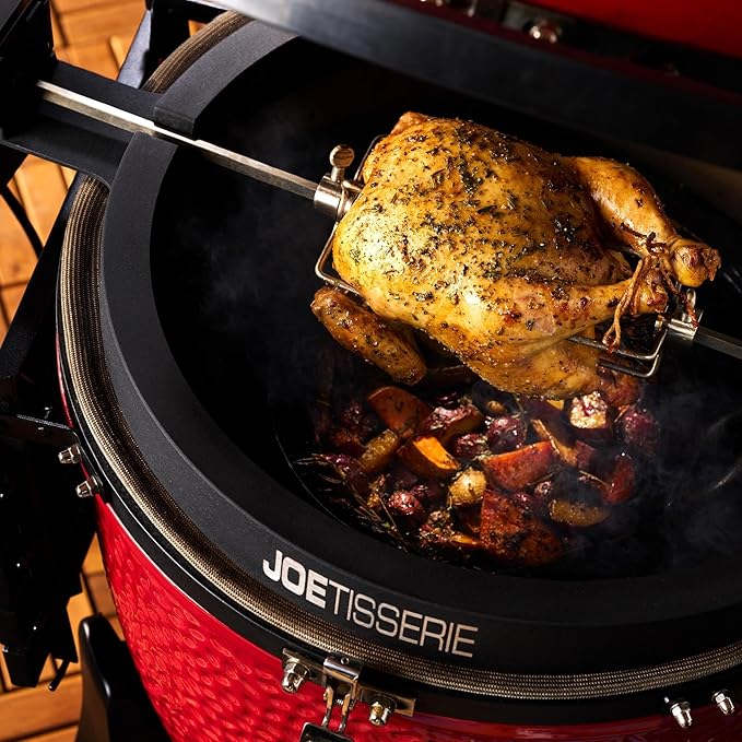 Kamado Joe JoeTisserie Rotisserie Accessory Attachment for 18-inch Classic Joe Grills with Stainless Steel Spit Rods up to 50 lbs of Food, Model KJ-TISSERIENA