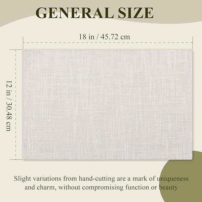 KXN Placemats Set of 6, Dual-Layer Thickened Faux Linen Table Mats, Heat Resistant & Wrinkle-Free, Machine Washable Cloth Place Mats for Kitchen Dining Indoor Outdoor (Cream)