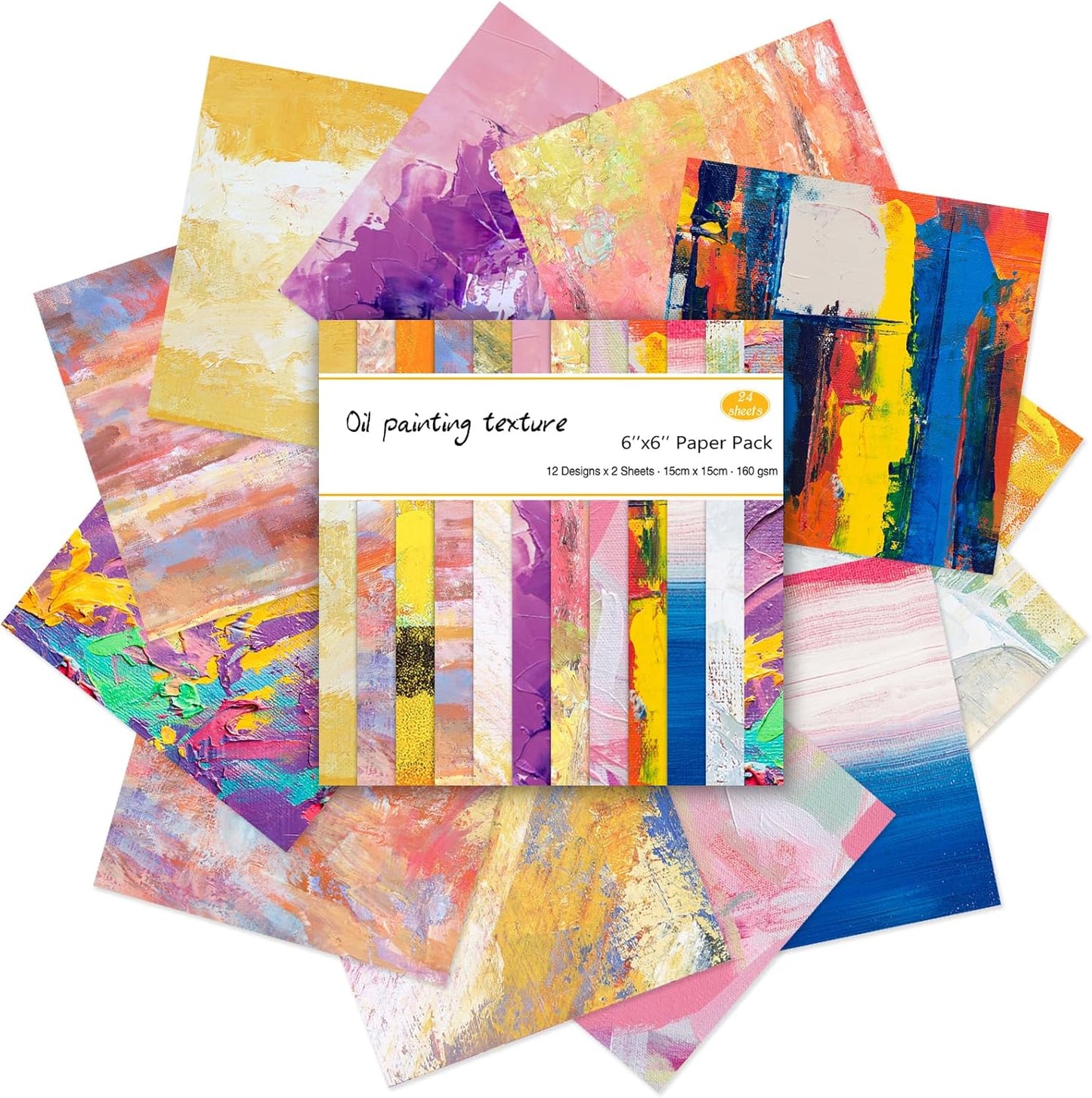 24 Sheets 12 Designs Scrapbook Paper Pad,6"×6” Single-Sided Decopodge Craft Cardstock Paper,Christmas Scrapbooking DIY Decorative Background Cardmaking Supplies.Oil Painting