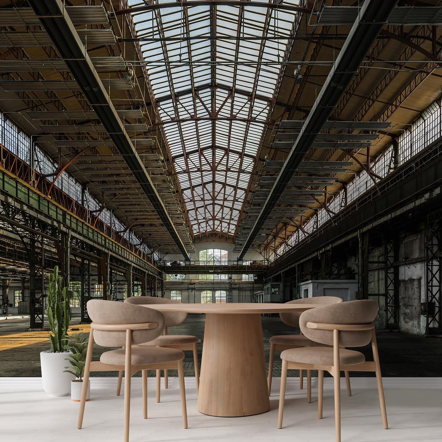 wall26 Industrial Interior of an Old Factory Building Removable Wall Mural | Self-Adhesive Large Wallpaper - 108x168 inches