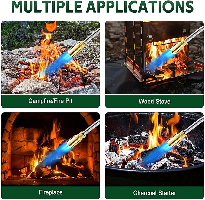 Grill Torch Charcoal Torch Lighter Campfire Starter Kitchen Torch Grill & Cooking Propane Torch Chef Blow Torch for Charcoal Starter BBQ Searing Weeding(Fuel Cylinder Not Included)