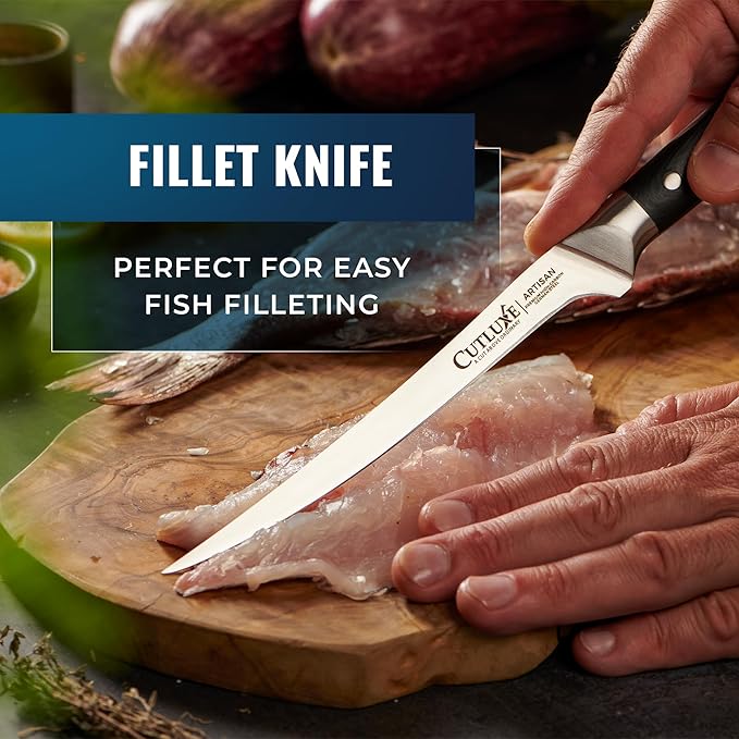Cutluxe Butcher Knife Set – BBQ Brisket, Breaking, Boning & Fillet knives - Carving Knife Set for Meat Cutting, Ultra Sharp German Steel, Full Tang, Ergonomic Handles – Artisan Series
