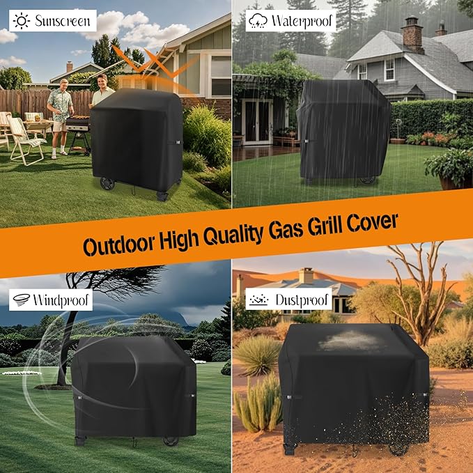 Grill Cover for Weber Searwood 600 XL Pellet Grill, Heavy-Duty 600D Griddle Cover Waterproof BBQ Grill Cover - 51" L×24" W×43" H, Black