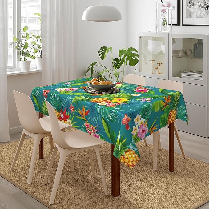 Worltoldb Pineapple Tablecloths Polyester Table Cloth for Kitchen Dinning Table Washable Tropical Table Cover for Parties Wedding Picnic