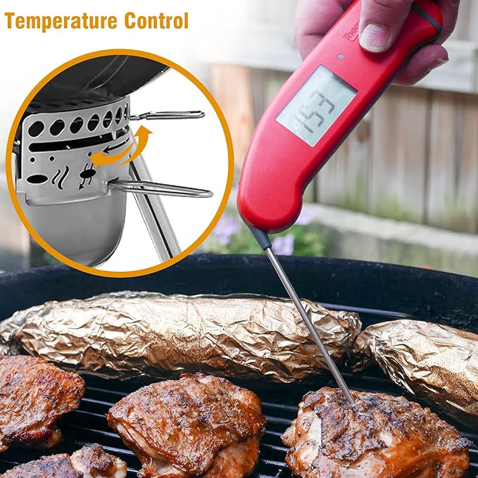 22-1/2-Inch One-Touch Cleaning System Kit for Weber Kettle Grills, Suitable Replacement Weber 7444 Grill Parts, Silver