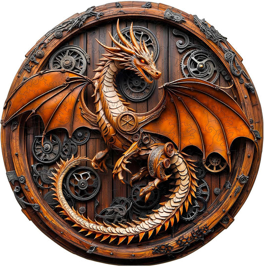 KAAYEE Wooden Puzzles for Adults, 3D Vision Mechanical Dragon Wooden Jigsaw Puzzles, Unique Shape Advanced Wood Puzzle Adult Birthday Fathers Mothers Gifts Family Games (M-11.4 * 11.3in-200pcs)