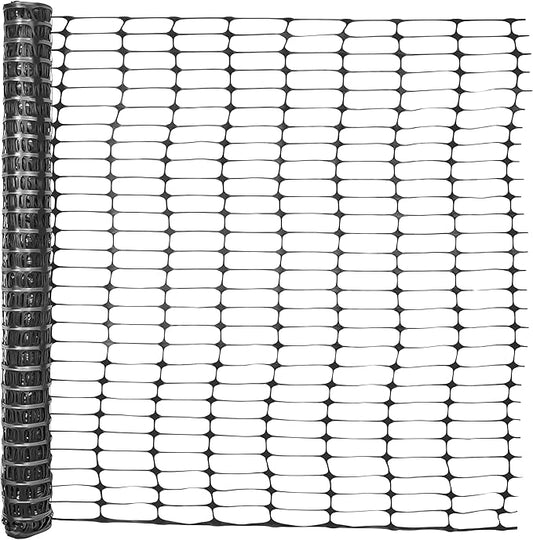 Fencer Wire 4 ft. Safety Fence, 100 ft. Black Plastic Fencing Roll for Construction, Pet and Event Fencing, 4 cm x 10 cm Mesh
