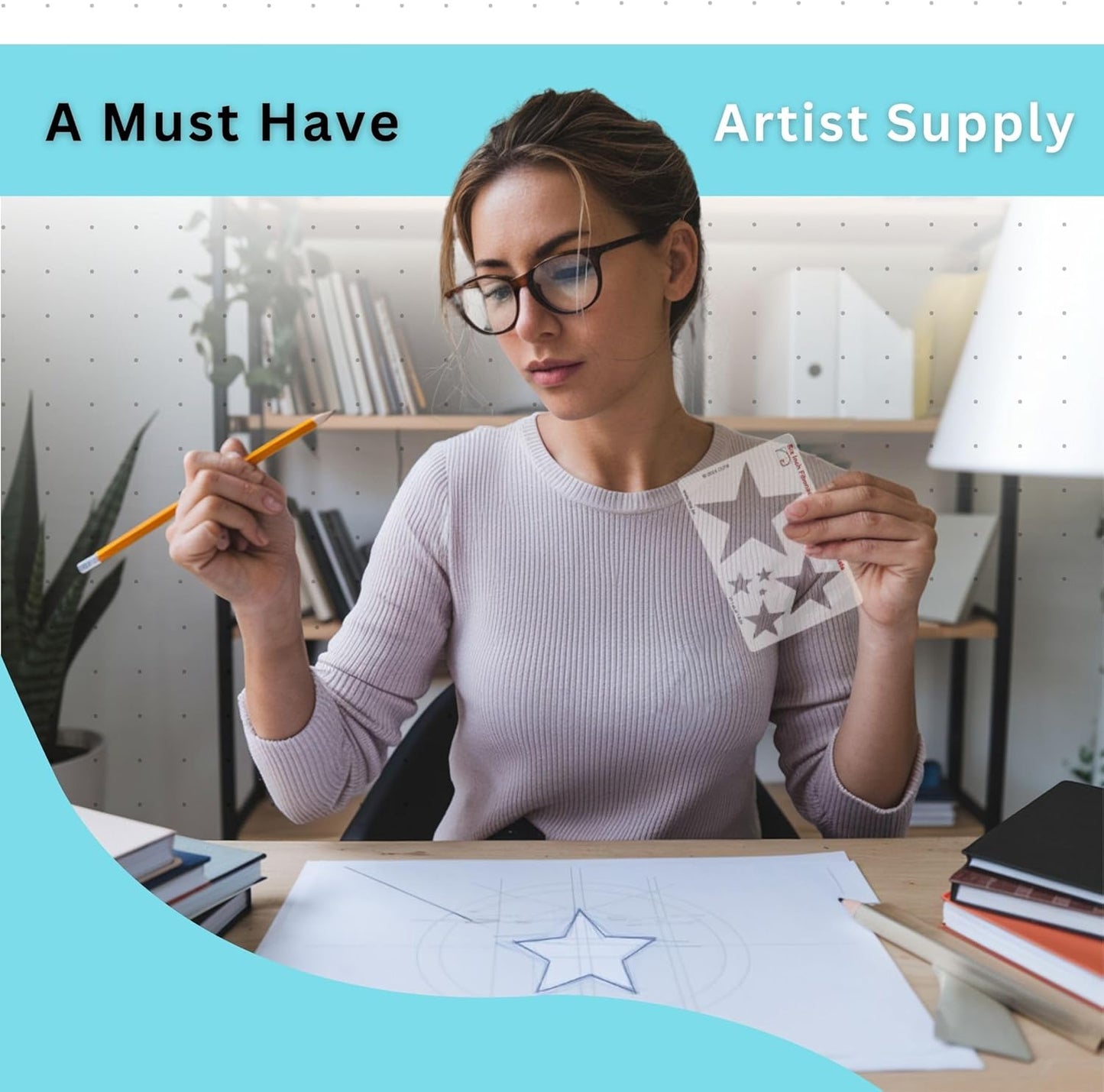 Star Stencil Template for Drawing and Drafting: A Fibonacci-Inspired Star Template for Drawing Tool for Artists Allows The Simple Application of The Golden or Divine Ratio for Artistic Design