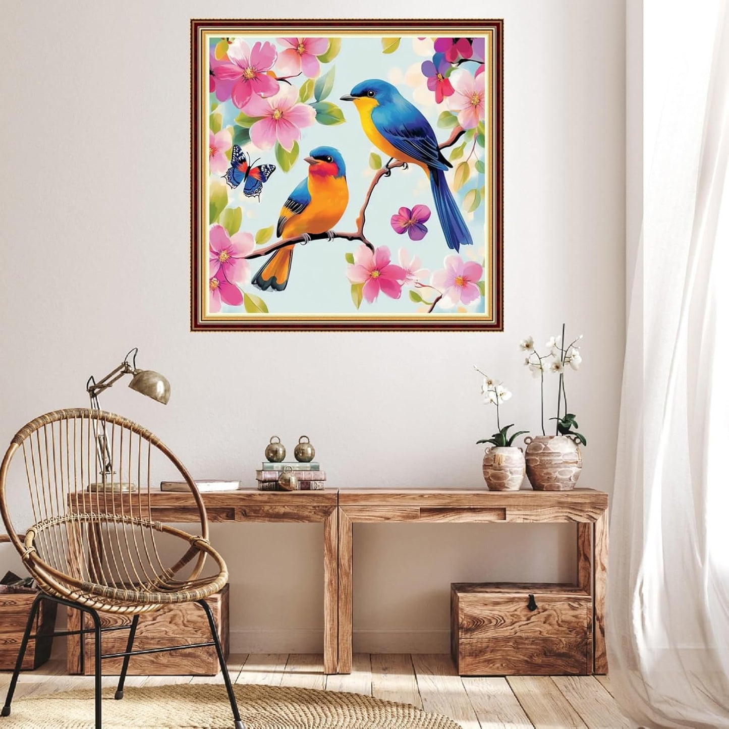 Hopeart Stamped Cross Stitch Kits for Beginner Embroidery Kits for Beginners Adults DIY 11CT Cross Stitch Patterns Needlepoint Kits Crossstitching Kits-Couple Bird 18x18 inch