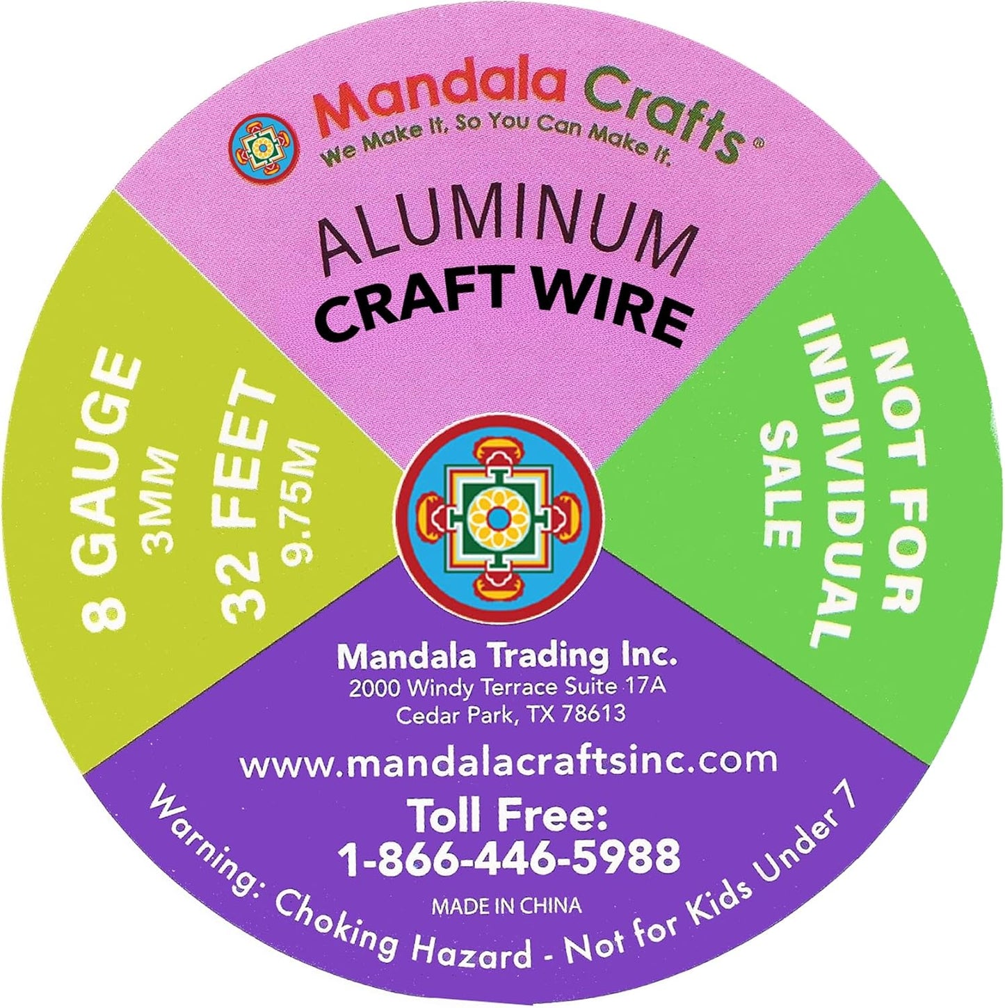 Mandala Crafts 8 Gauge Anodized Aluminum Craft Wire for Jewelry Making - 120 FT Colored Flexible Silver Copper True Blue Black Red Kelly Green Wire - Bendable for Bonsai Armature Crafting Sculpting