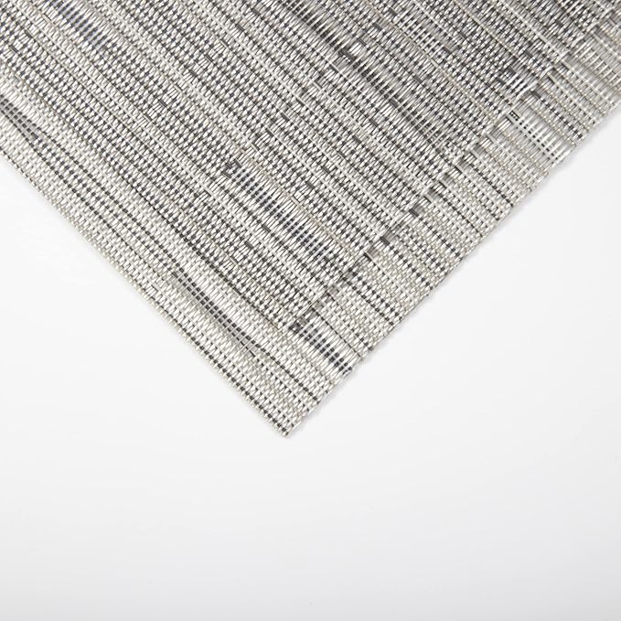 SLKQG Sliver Placemats Set of 4 - Easy Clean Modern Durable Washable Vinyl Place Mats - Heat Resistant Placemats for Kitchen Table - PVC Table Mats for Dining Table (Sliver, 4)