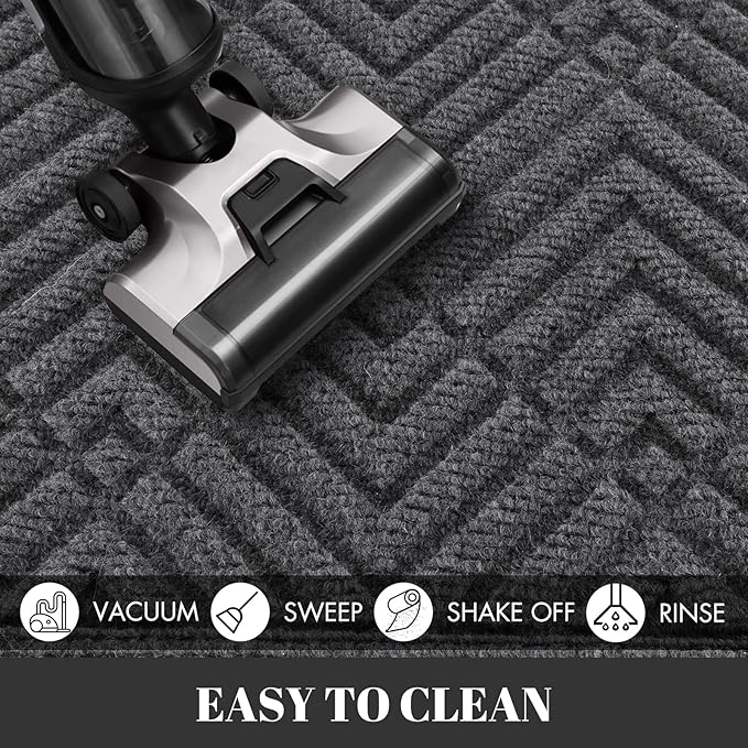 Yimobra Door Mats Outdoor 29.5x17, All-Season Waterproof Outdoor Mats for Front Door Entrance with Drainage Holes, Heavy Duty Non-Slip Doormat for Garage Patio Entryway Indoor, Gray