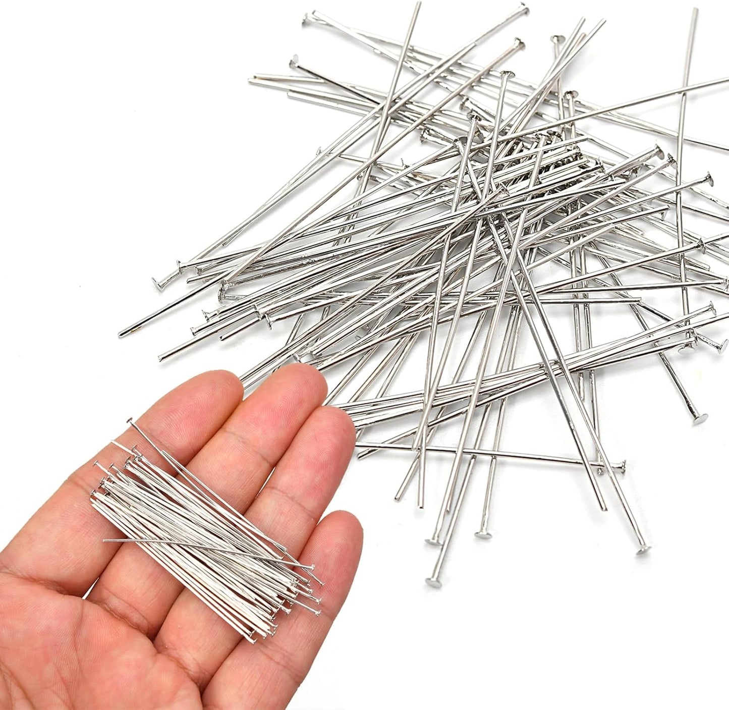 150pcs Silver Filled Flat Head Pins Non Tarnish Craft Earring Bracelet Jewelry Making Accessories Supplies (30mm (1.18in), Silver-Flat Head Pin)