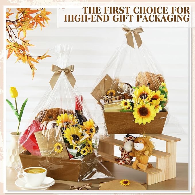 Wonderjune 20 Pcs Valentines Day Gift Baskets Empty To Fill Baskets For Gifts Empty With Gift Bag Bow Valentines Gifts Storage Basket Bulk for Wedding Party Wrapping(Yellow)