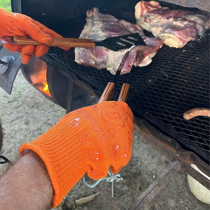 Grill Armor Oven Gloves – 932°F Heat, Fire & Cut Resistant Mitts for BBQ, Grill, Cooking, Grilling, Baking, Smoker & Fire Pit