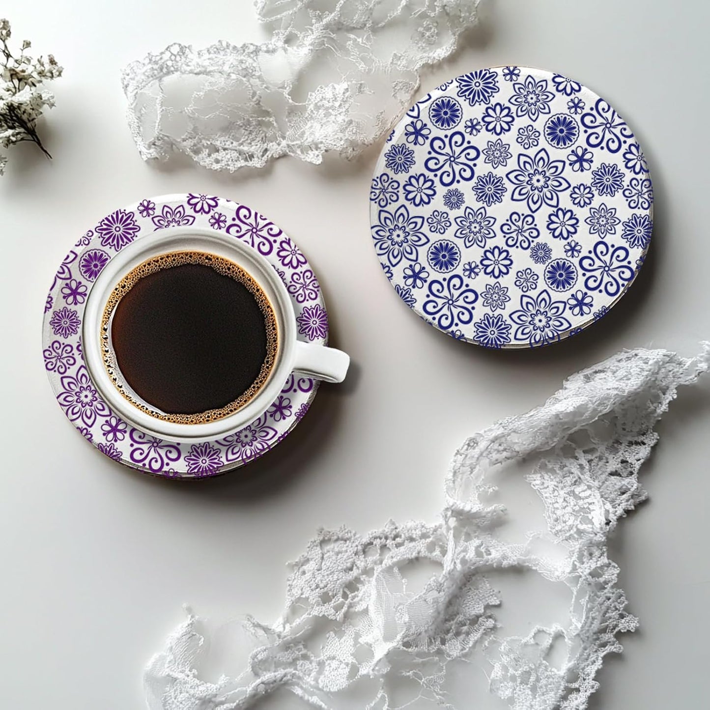 CHGCRAFT Lace Flowers Polymer Clay Texture Sheets Geometric Flowers Silicone Texture Stamp Clay Texture Mat Modeling Pattern Pad Texture Sheets for Jewelry and Clay Earrings Tools, 5.5x5.5 inch