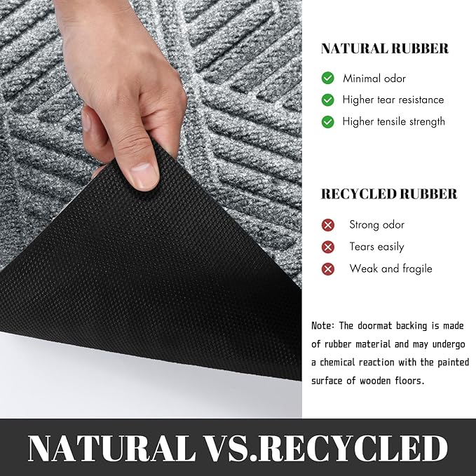 Yimobra Large Door Mat 36x24, All-Season Waterproof Outdoor Mats for Front Door Entrance with Drainage Holes, Heavy Duty Non-Slip Doormat for Garage Patio Entryway Indoor, Black Gray