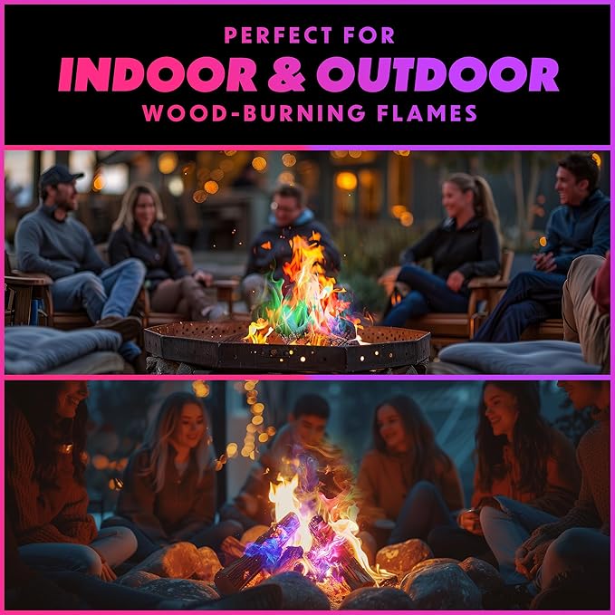 Magical Flames Fire Color Packets (5 Pack), Vibrant Multi-Color Fire for Fire Pits, Campfires, Bonfires & Fireplaces - Camping Essentials & Outdoor Party Accessories