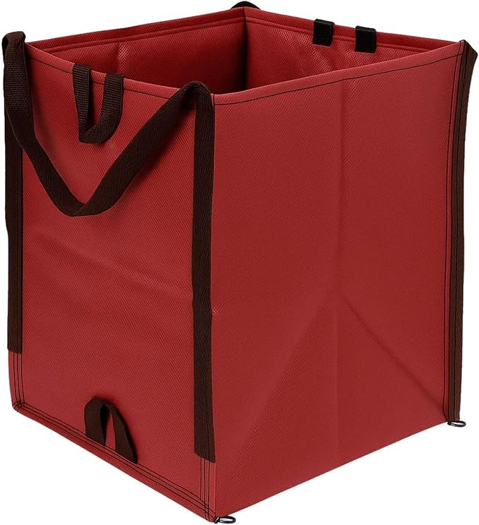 DURASACK Heavy Duty Home and Yard Bags 48-Gallon Reusable Self-Standing Lawn and Leaf Bags Garbage Can with Reinforced Handles, Red