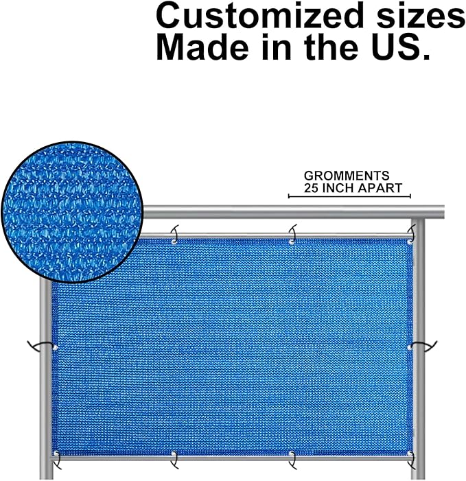 Eden's Decor Balcony Privacy Screen Cover Mesh Windscreen Weather-Resistant UV Protection for Backyard Deck, Patio, Balcony, Pool, Porch, Fence, Railing, Gardening (Blue,5'x 15')