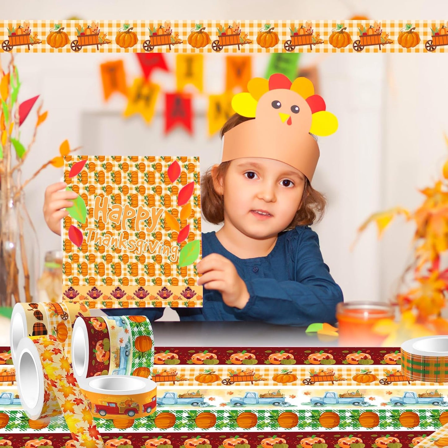 12 Rolls Thanksgiving Washi Tape Set, Maple Leaf Patriotic Decorative Paper Stickers Tape, Patriotic Packing Tape Decorative Tape for Thanksgiving Gifts Wrapping, DIY Art Crafts, Wrapping Decor