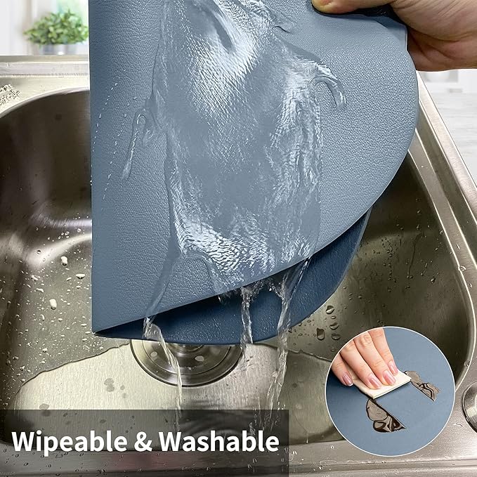 Herda Placemats Set of 6 for Dining Table Mats Faux Leather Placemats Wipeable Washable Placemats for Round Table Mats for Kitchen Dining Patio Heat Resist Easy to Clean Blue