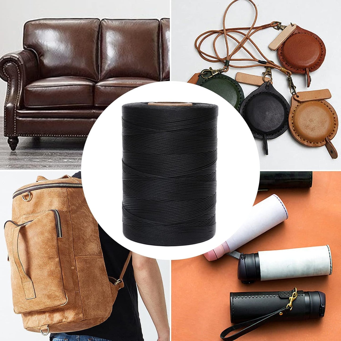 Waxed Thread,852Yards 150D 0.8mm Flat Polyester Wax Thread for Hand Sewing Leather Craft DIY Projects Shoes Repair Book Binding(Deep Brown)