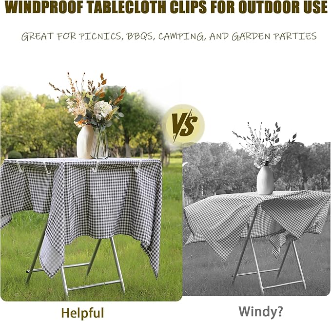 24 Pcs Clear Tablecloth Clips for Indoor Outdoor Tables, Plastic Table Cloth Holder Clips for Folding Tables, Picnic Table Cover Clip Clamps Small
